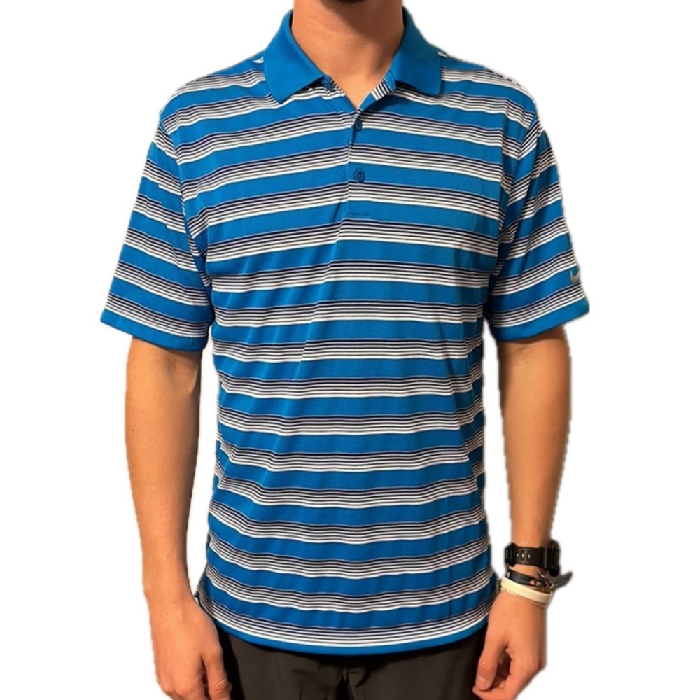 Nike Golf Striped Polo (Blue)